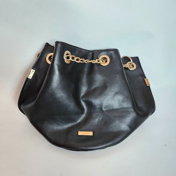 ADORABLE ALDO Mini Bucket Bag Black Gold Tone Key and Hardware - Picture 7 of 10